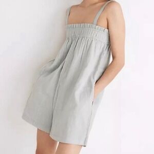 Laude The Label‎ Thea Romper Women's Size Small Light Sage Green 100% Cotton